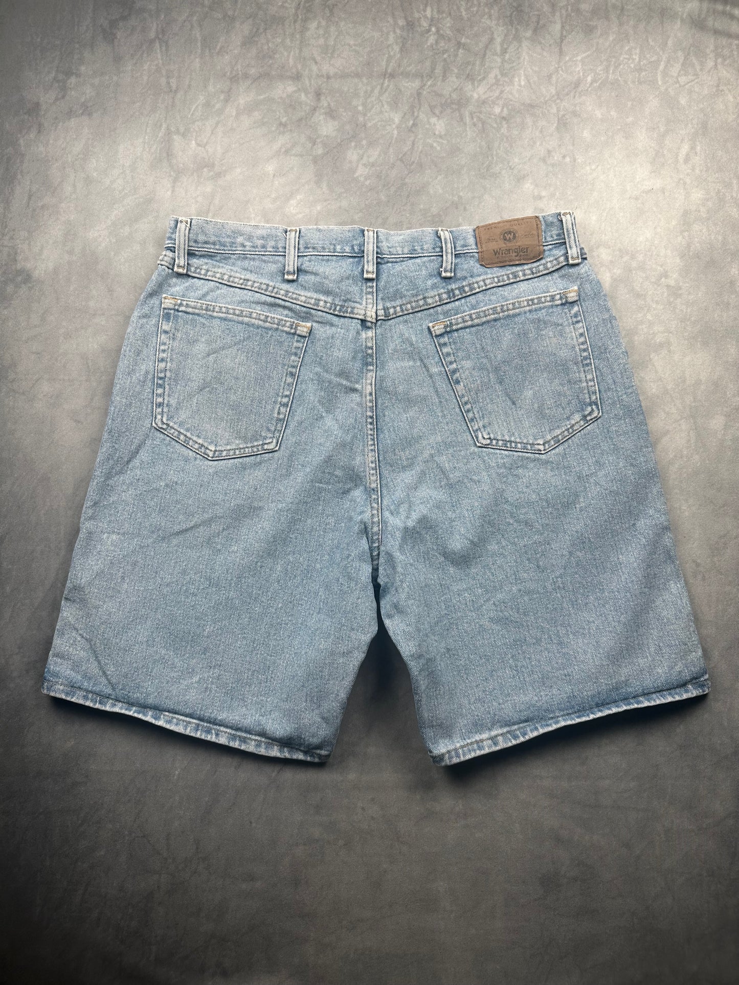 Vintage Wrangler Herren Jeans Shorts Gr. W38 Blau Kurze Hose Relaxed Retro Denim