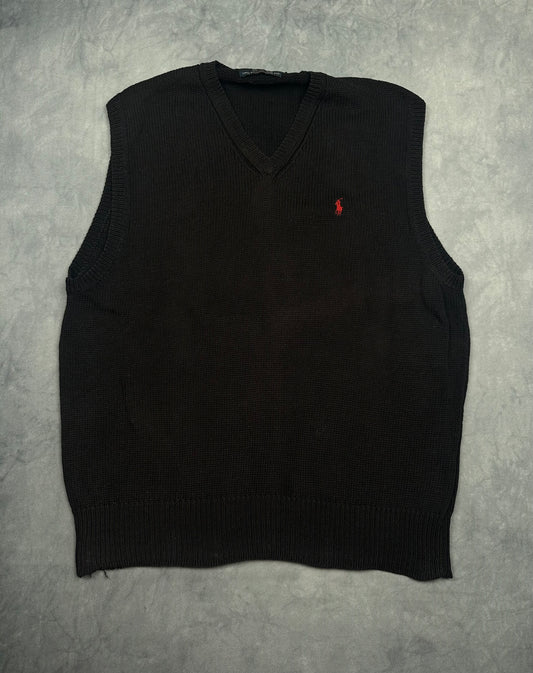 POLO Ralph Lauren Strick Pullunder Weste schwarz Gr. XL Vintage Y2K Tennis