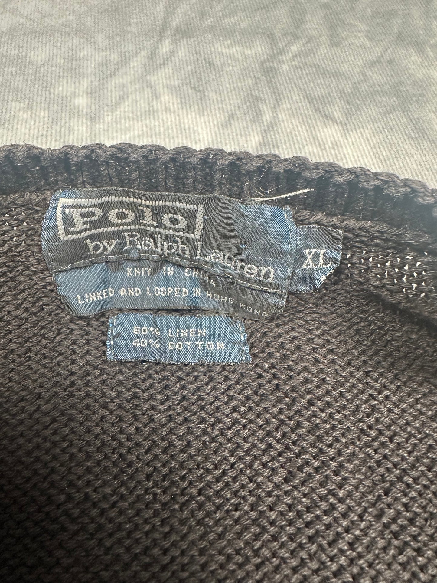 POLO Ralph Lauren Strick Pullunder Weste schwarz Gr. XL Vintage Y2K Tennis